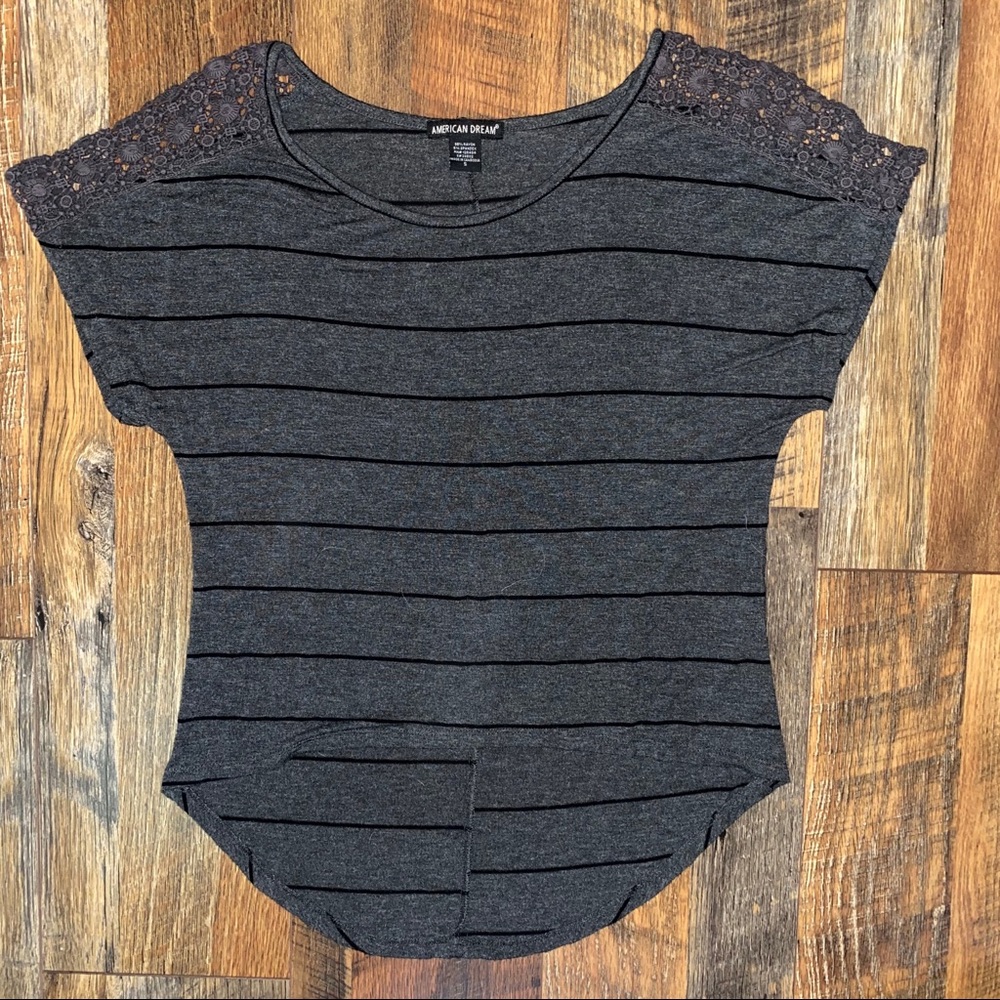 American Dream Lace and Stripe T-shirt